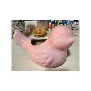 Pink ceramic bird flower pot
